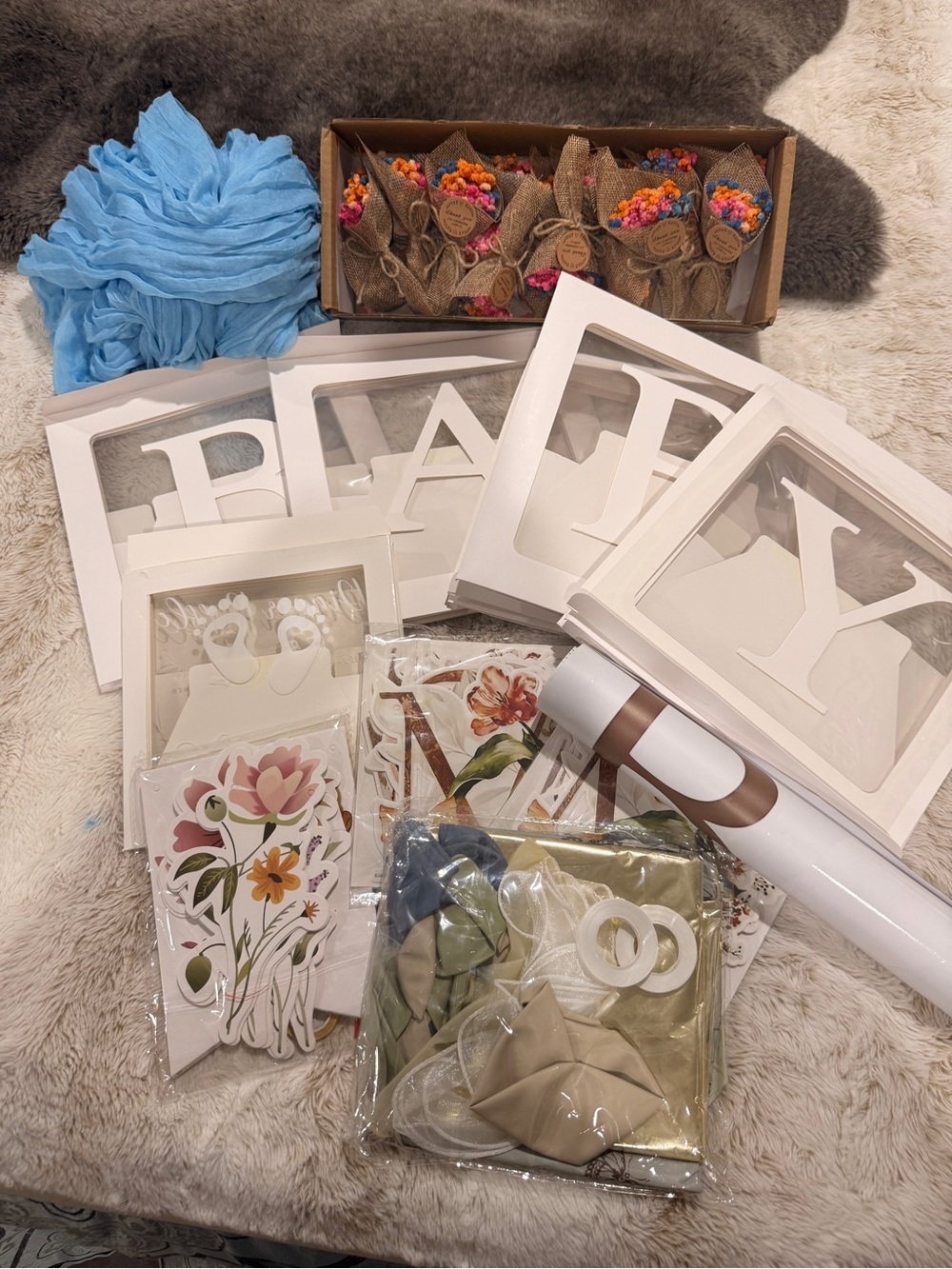 Baby Shower Decoration Bundle Floral Boho Burlap Balloons Banners Photo Props